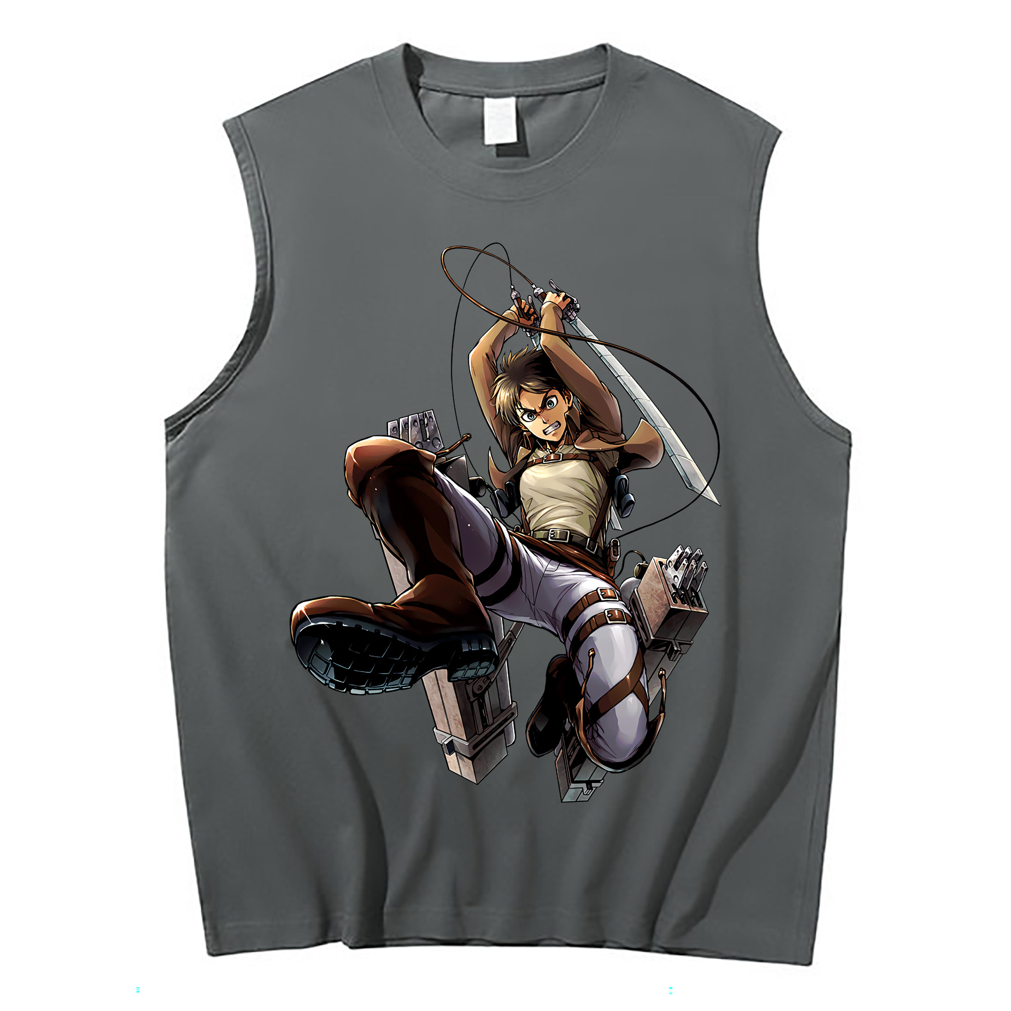 （画像用） 進撃の巨人 エレン･イェーガー Attack on Titan Eren Jäger コットン100％タンクトップ（フロントプリント）